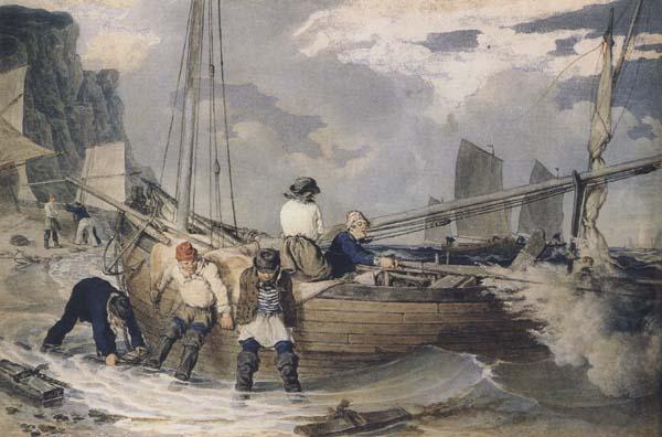 John Augustus Atkinson Fishermen hauling out ready to put to sea (mk47) china oil painting image